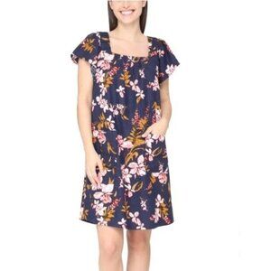 Nicole Miller Linen Blend Floral Dress Womens Size Medium
